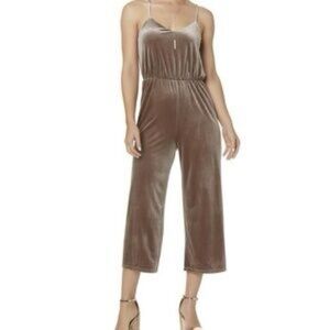 Love Riche Velvet Wide-Leg Jumpsuit Chocolate Brown, Size L